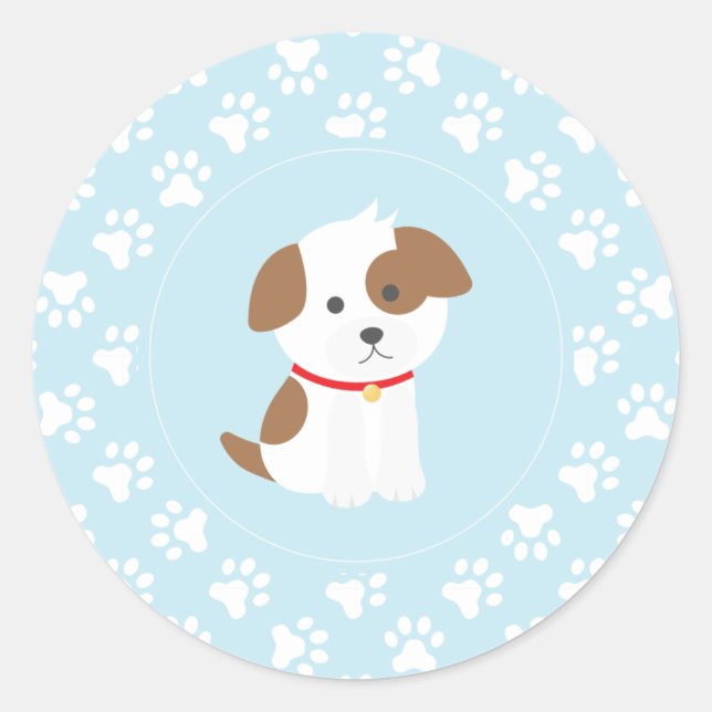 Puppy anniversaire de fête stickers empreintes de  (Devant)