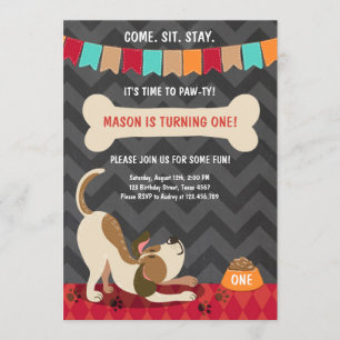 Puppy Anniversaire Invitation Paw ty Puppy Party