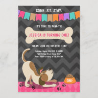 Puppy Anniversaire Invitation Paw ty Puppy Party
