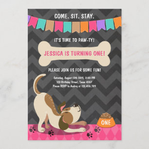 Puppy Anniversaire Invitation Paw ty Puppy Party