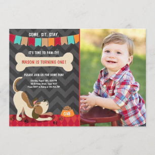Puppy Anniversaire Invitation Paw ty Puppy Party