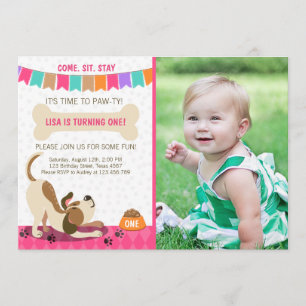 Puppy Anniversaire Invitation Paw ty Puppy Party