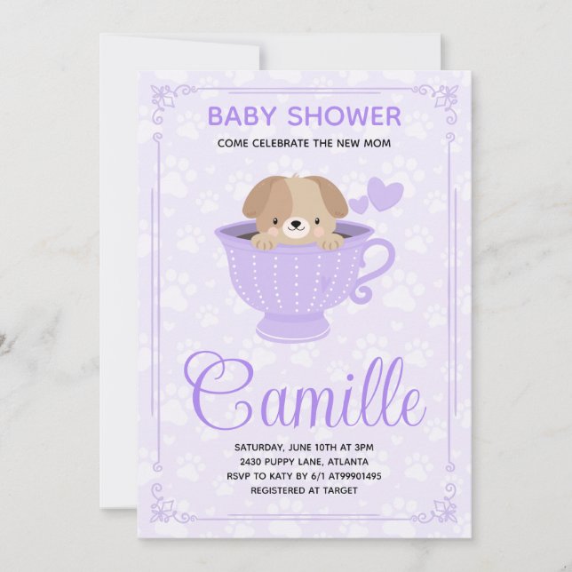 Puppy Baby Shower Invitation  (Devant)