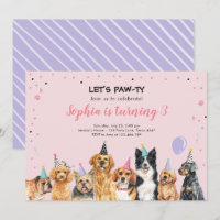 Puppy Birthday Invitation Dog Party Pawty Pink
