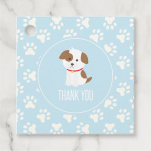 Puppy Birthday Party merci pour les étiquettes ble