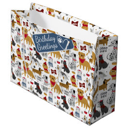 Puppy Breeds Cartoon Muster mit benutzerdefinierte Große Geschenktüte