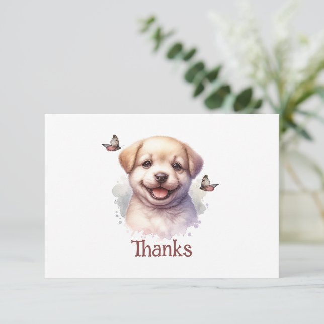Puppy Butterfets Personalisiert Danke Karte (Stehend Vorderseite)