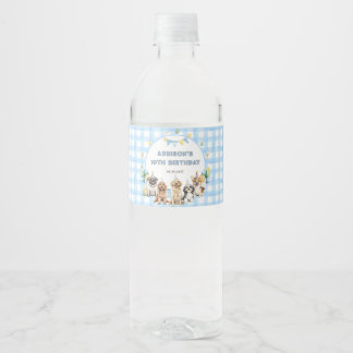 Puppy Calling All Pawty Animals Blue Water Label