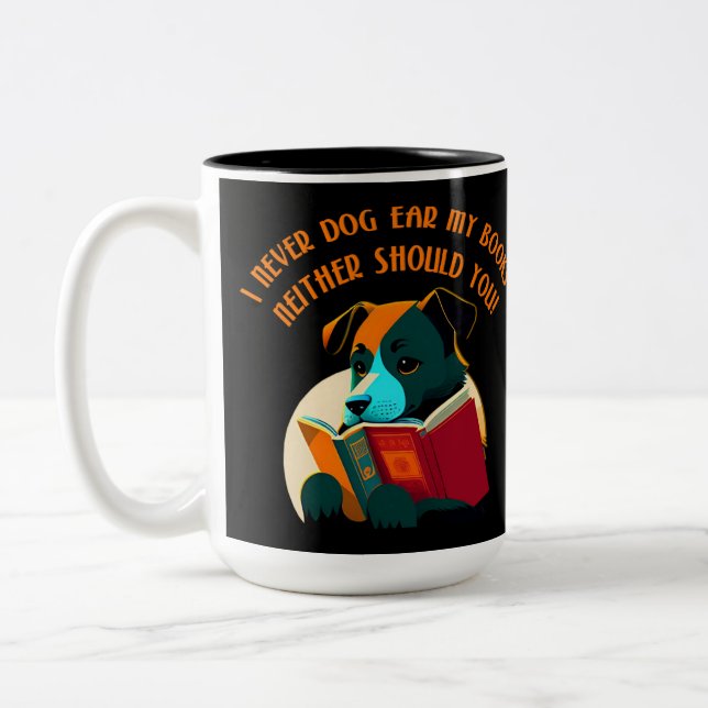 Puppy Doar Ear Spaß buchen Zweifarbige Tasse (Links)