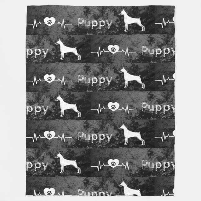 Puppy Dobbie Hund Herz-Beat-Muster Fleecedecke (Vorderseite)