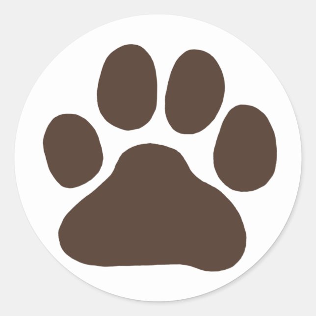 Puppy Dog Pfow Print | Niedlicher Canine Pawprint Runder Aufkleber (Vorderseite)