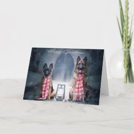 Puppy et berger allemand adulte carte de Noël