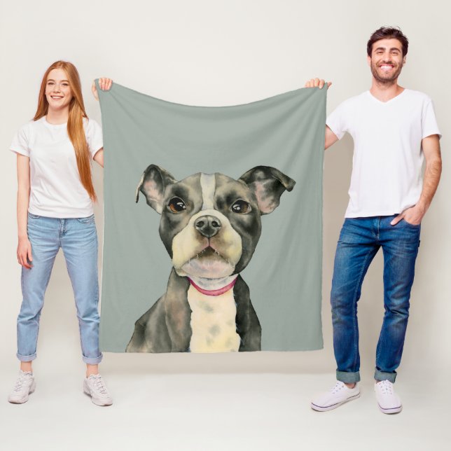 "Puppy Eyes" Pit Bull Dog Aquarellmalerei Fleecedecke (Beispiel)