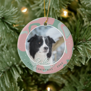 Puppy First Christmas Border Collie Dog Foto Keramik Ornament