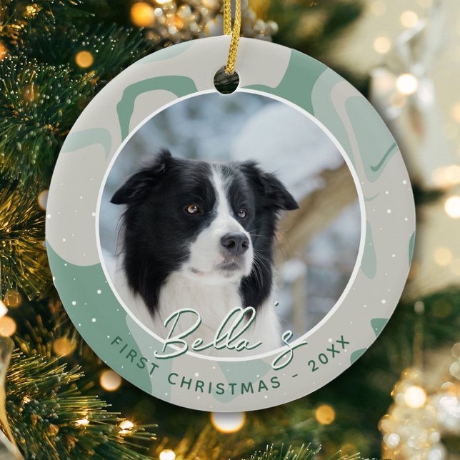 Puppy First Christmas Border Collie Dog Foto Keramik Ornament (Von Creator hochgeladen)