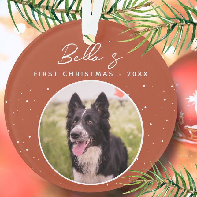 Puppy First Christmas Border Collie Dog Foto Ornament (Von Creator hochgeladen)