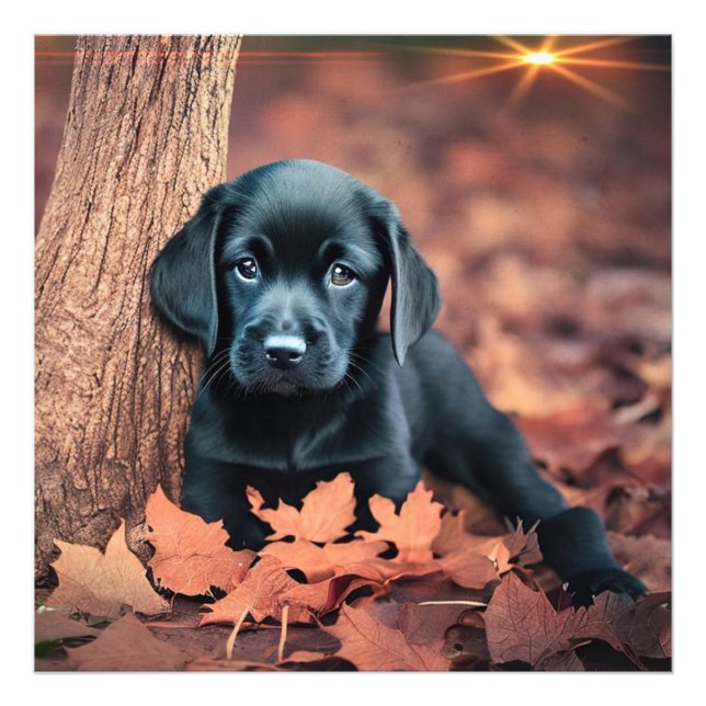 Puppy-Foto-Erweiterung im Schwarzen Labor Fotodruck (Vorne)