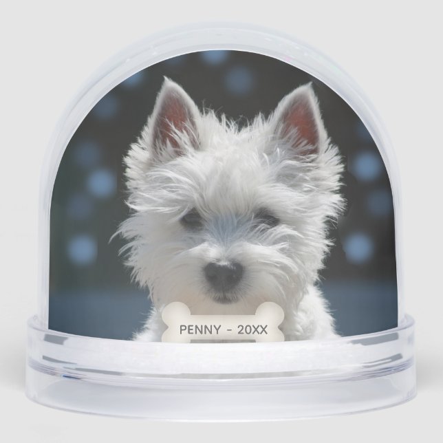 Puppy-Foto für benutzerdefinierte White Terrier-We Schneekugeln (Vorderseite)