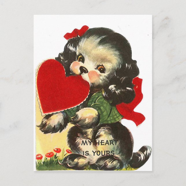 Puppy heart | Vintage Valentine | Carte postale (Devant)