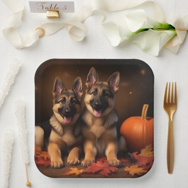 Puppy Herbst Delight Pumpkin Pappteller (Hochzeit)