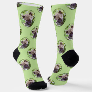Puppy in the Garden Original Kunst Socken