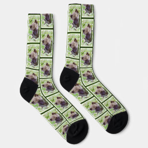 Puppy in the Garden Original Kunst Socken