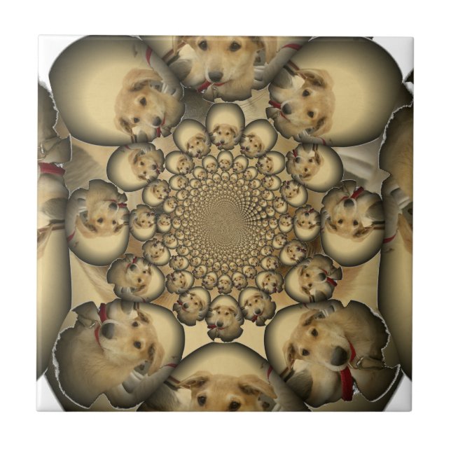 Puppy Kaleidoskop Art Print Fliese (Vorderseite)