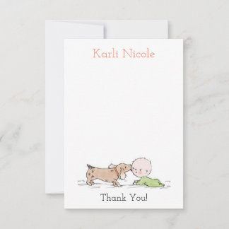 Puppy Kisses Baby shower Merci Cartes