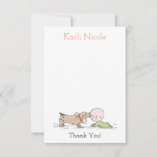 Puppy Kisses Baby shower Merci Cartes