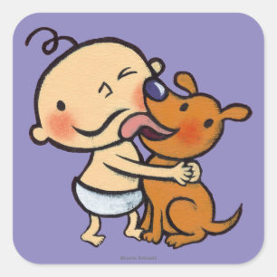 Puppy Kisses für das Baby Quadratischer Aufkleber