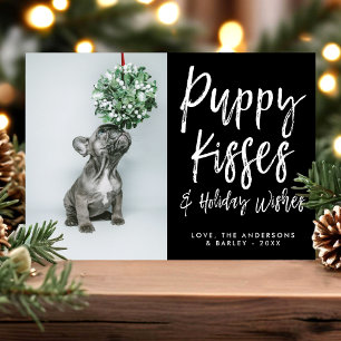 Puppy Kisses Niedlich Paw Print Pet Dog Foto Holid Feiertagskarte