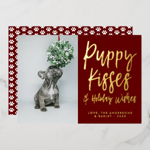 Puppy Kisses Paw Print Foto Foliday Card Folieneinladung