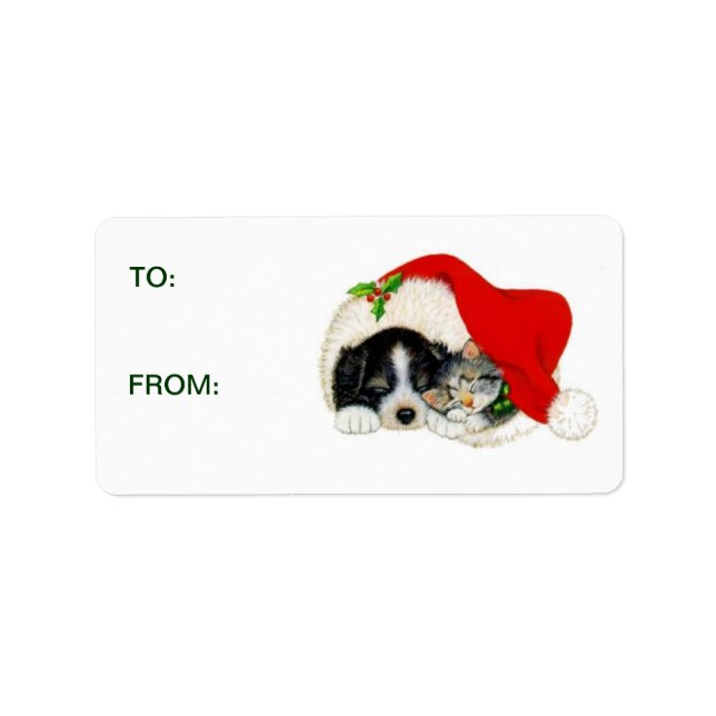 Puppy Kitten Geschenkklammer Adressaufkleber (Vorne)