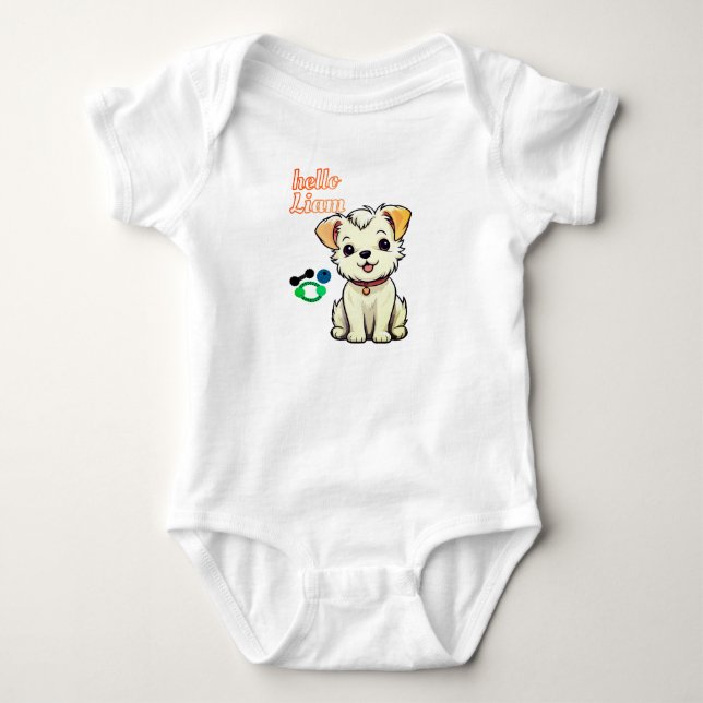 Puppy Liebe Liam Baby Bodysuit. Baby Strampler (Vorderseite)