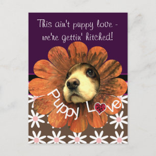 Puppy-Liebe-Peeking aus einer Blume Ankündigungspostkarte