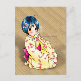 Puppy Liebe Yukata Girl Postkarte
