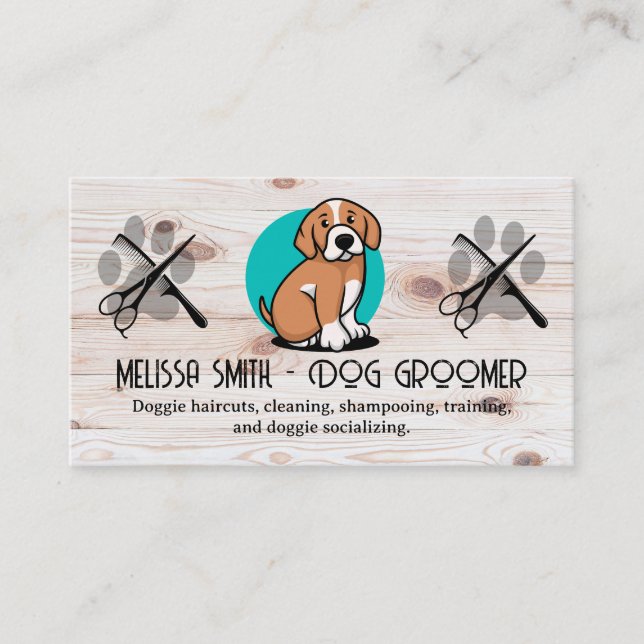 Puppy-Logo | Scherenkamm | Groomer Visitenkarte (Vorderseite)