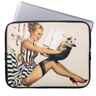 Puppy Lover Button-up Girl - Retro Pinup Laptopschutzhülle