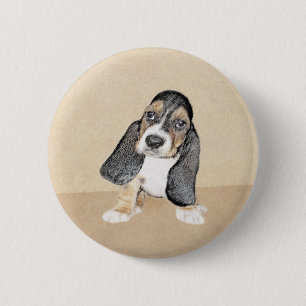 Puppy-Malerei im Basset-Hund - Original Hundeschic Button