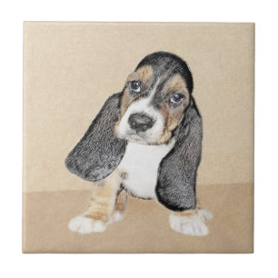 Puppy-Malerei im Basset-Hund - Original Hundeschic Fliese