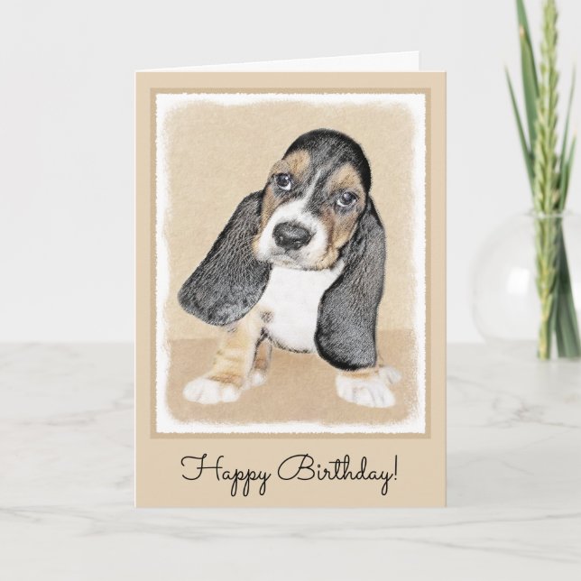 Puppy-Malerei im Basset-Hund - Original Hundeschic Karte (Vorderseite)