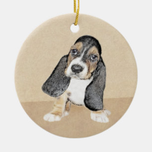 Puppy-Malerei im Basset-Hund - Original Hundeschic Keramikornament