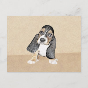 Puppy-Malerei im Basset-Hund - Original Hundeschic Postkarte