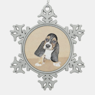Puppy-Malerei im Basset-Hund - Original Hundeschic Schneeflocken Zinn-Ornament