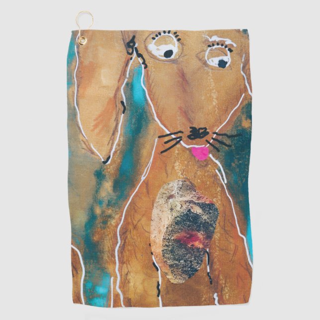 Puppy Pal von Lydia Art Sangria Golfhandtuch (Vorderseite)