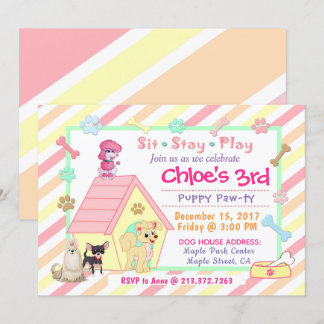 Puppy Party Anniversaire Invitation | 12,7 cm x 17