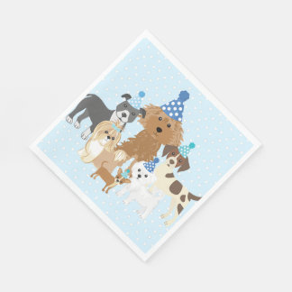 Puppy Party Blue Paper Plate for Kids Birthday  Serviette