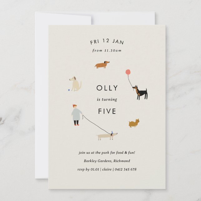 Puppy Party Modern Chien Anniversaire Invitation - (Devant)