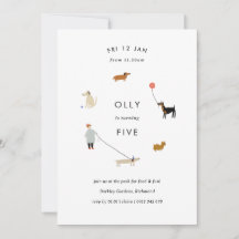 Puppy Party Modern Chien Anniversaire Invitation -