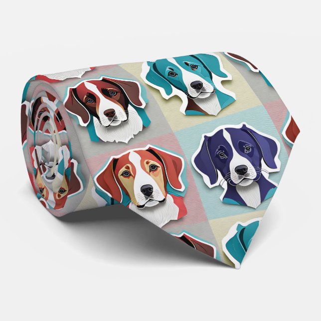 Puppy Pattern Neck Tie Krawatte (Gerollt)